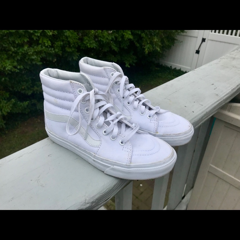Used White High-Top Vans Size 7